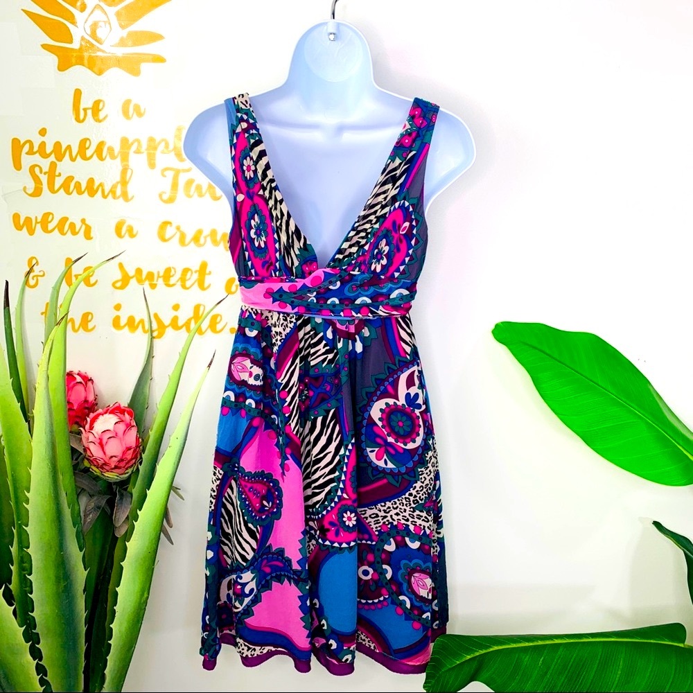 Tibi Multi-Color Silk Sleeveless Dress Size 0 - Picture 8 of 15